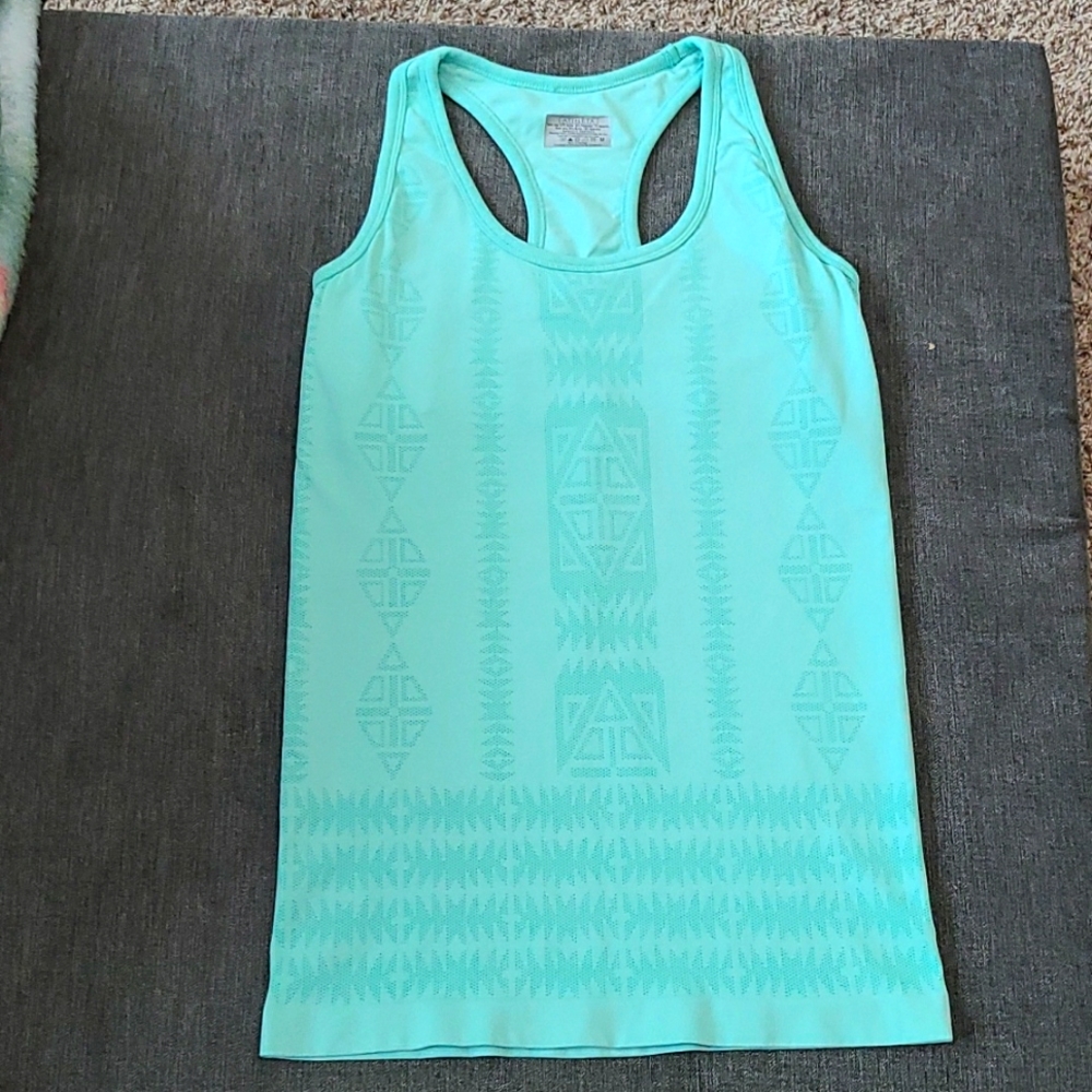 Athleta Razor Back Tank Top Baby Blue Size Medium Abstract Design